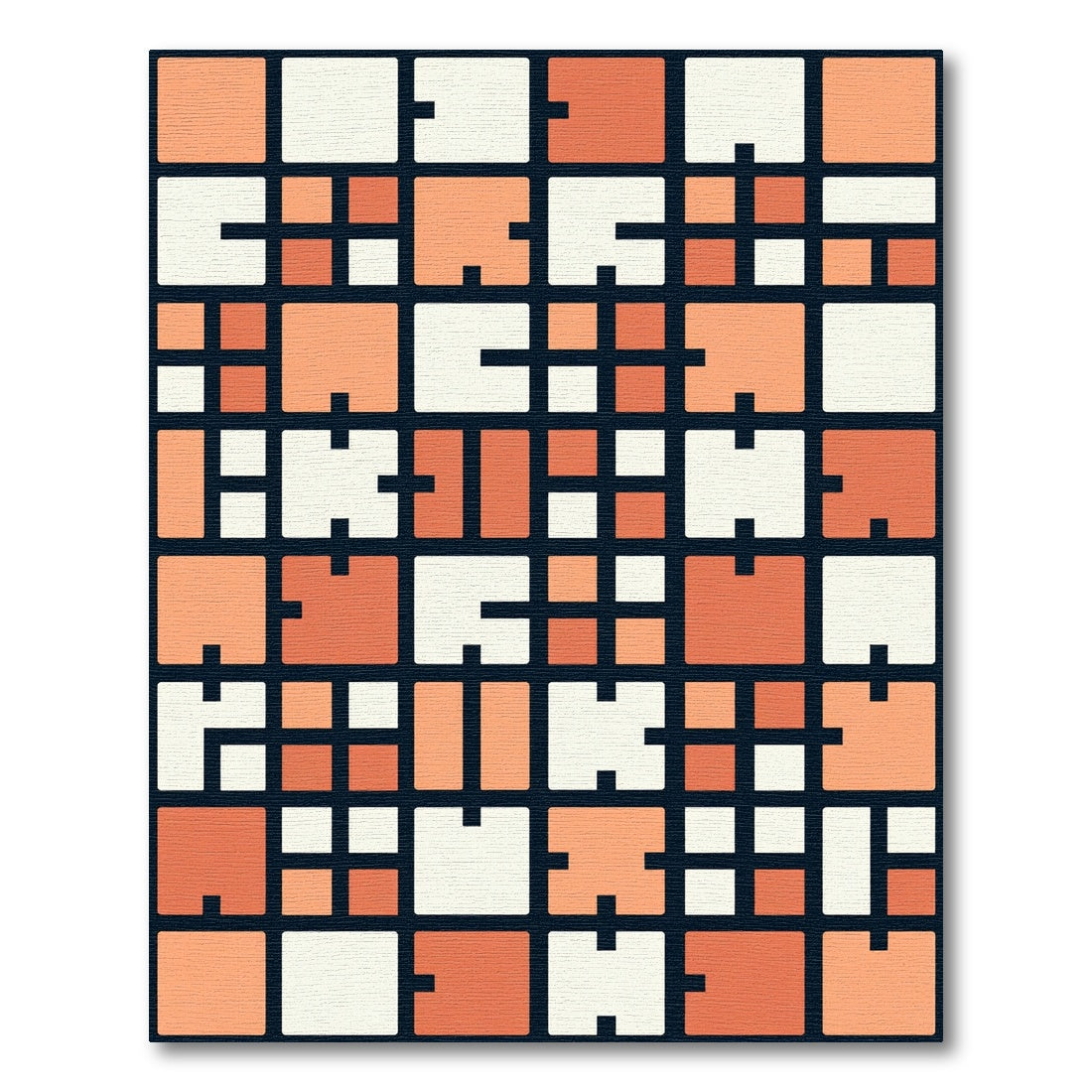 Abstract Orange Cream Geometric Grid Rug