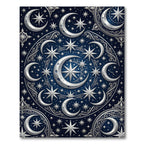 Celestial Navy Silver Crescent Moon Rug