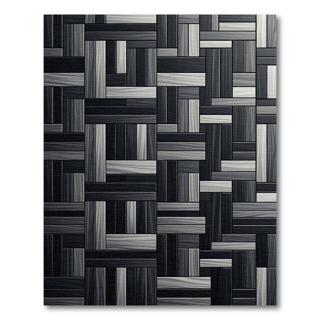 Monochrome Geometric Interlocking Wood Grain Parquet Rug