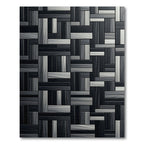 Monochrome Geometric Interlocking Wood Grain Parquet Rug