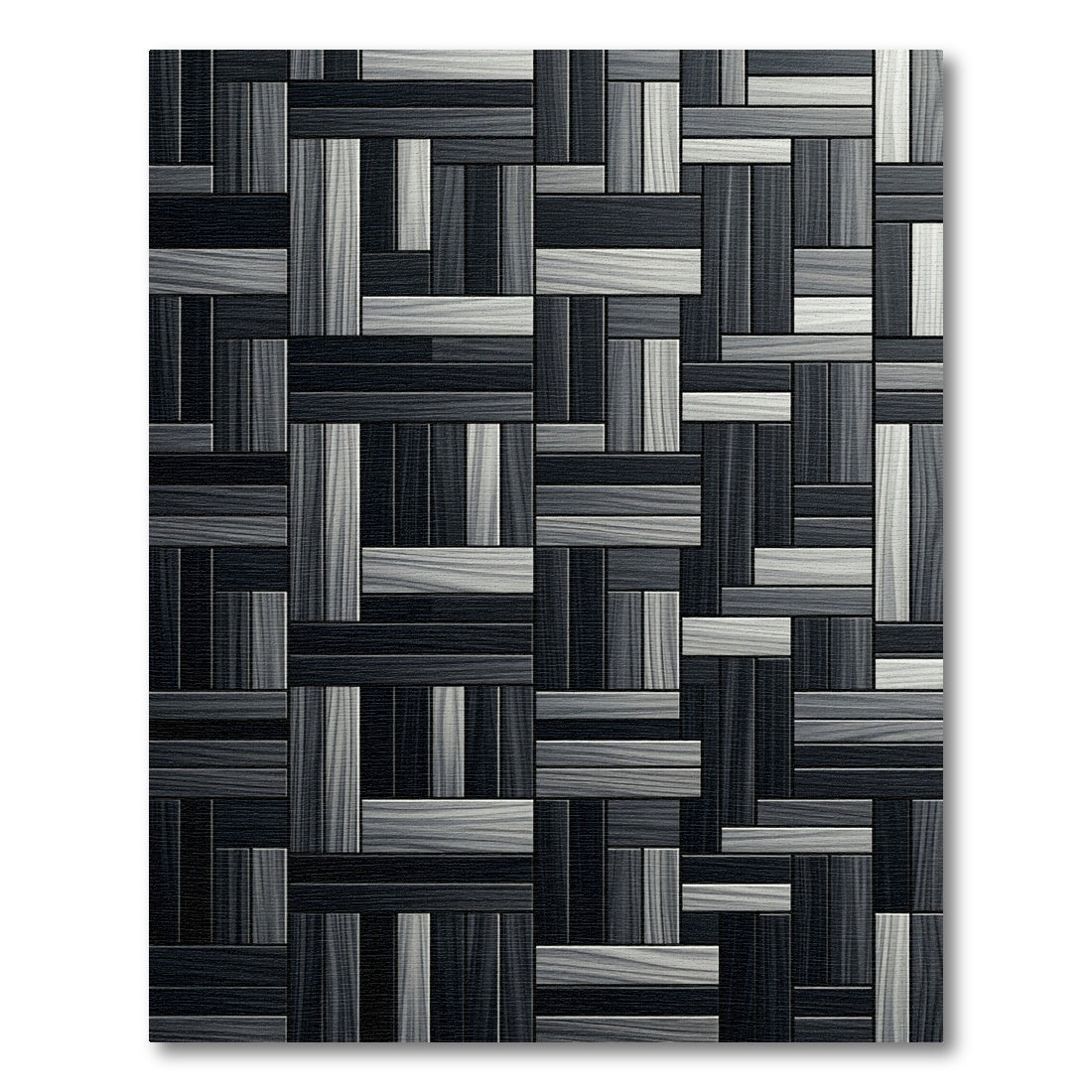 Monochrome Geometric Interlocking Wood Grain Parquet Rug