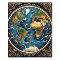 Antique Ocean Globe Mythical Creatures Rug