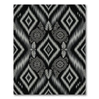 Black Gray Ethnic Medallion Ikat Rug