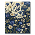 Navy Meadow Cornflower and Daisy Illustration Rug