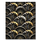 Black Gold Wave Sunburst Rug