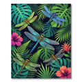 Lush Botanical Dragonfly Tropical Foliage Rug