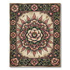 Vintage Pink Floral Camellia Medallion Rug