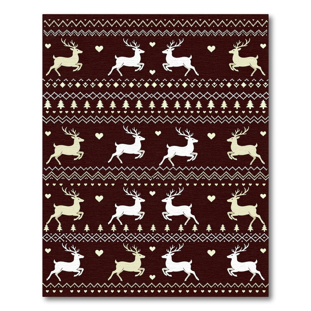 Brown Reindeer Hearts Festive Border Rug