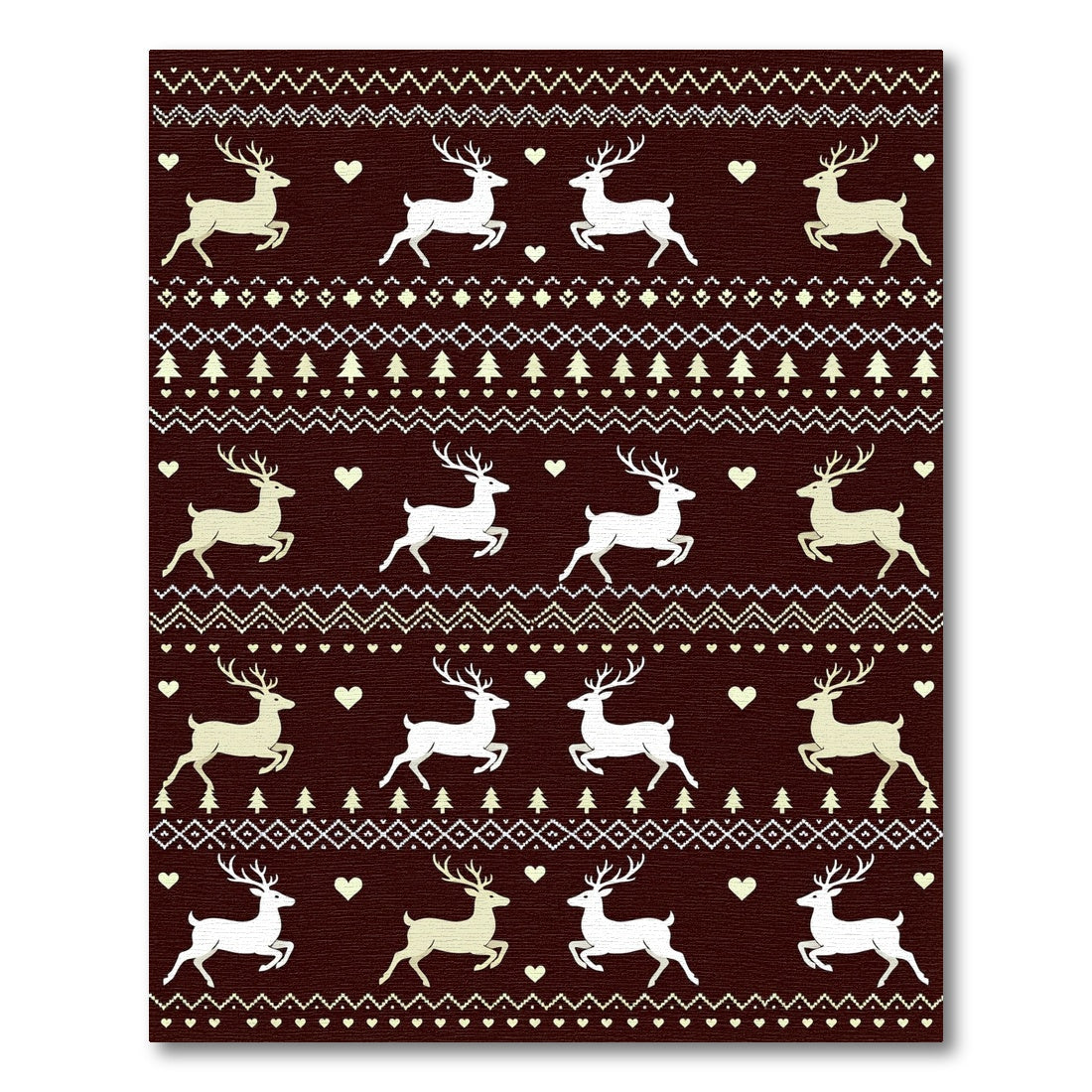 Brown Reindeer Hearts Festive Border Rug