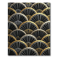 Art Deco Black Gold Fan Overlay Rug