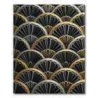 Art Deco Black Gold Fan Overlay Rug