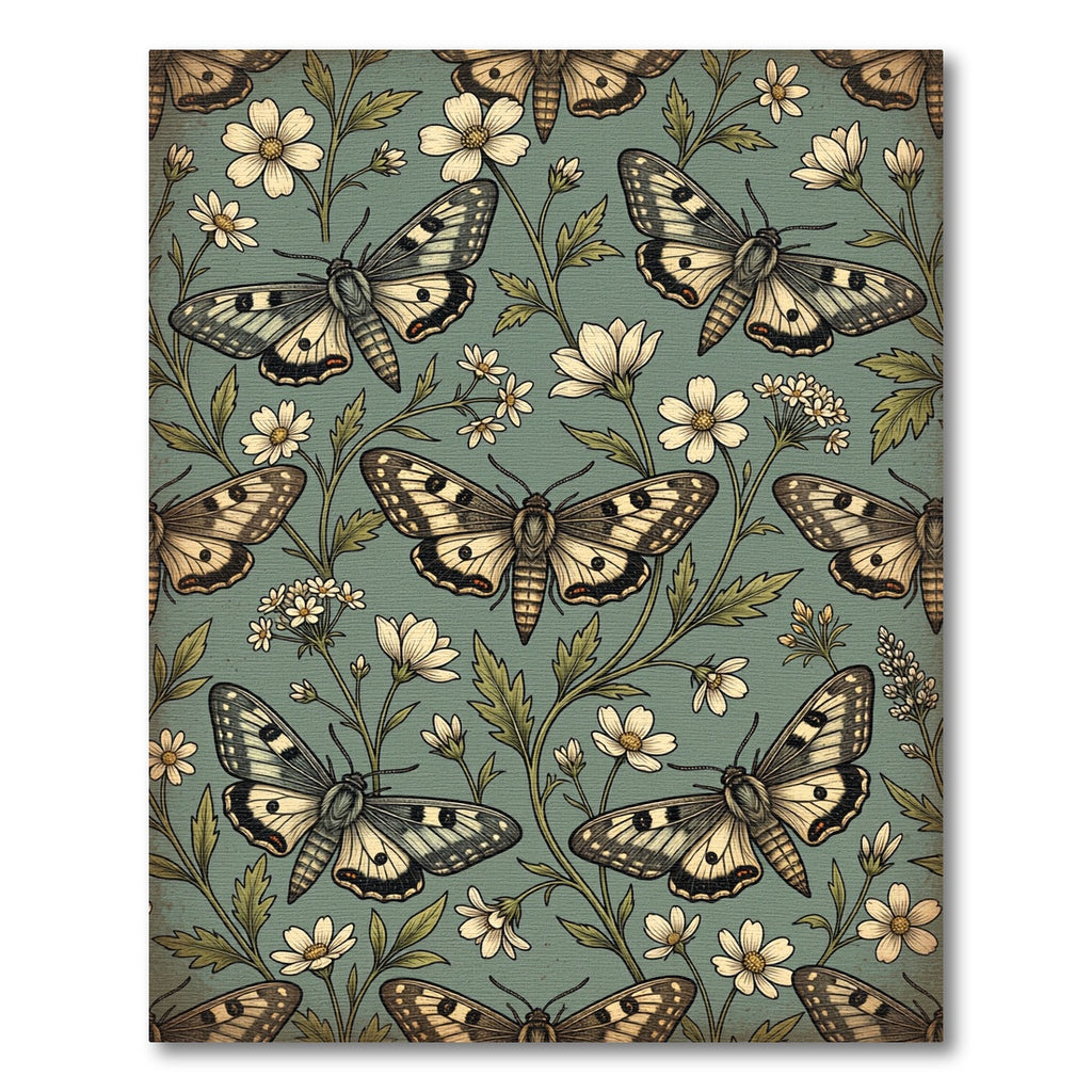 Sage Green Moth and Wildflower Meadow Rug