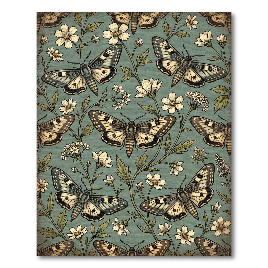 Sage Green Moth and Wildflower Meadow Rug