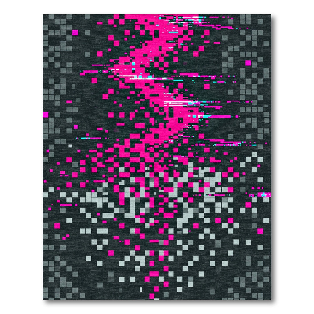 Vibrant Magenta Glitch Pixel Abstract Rug