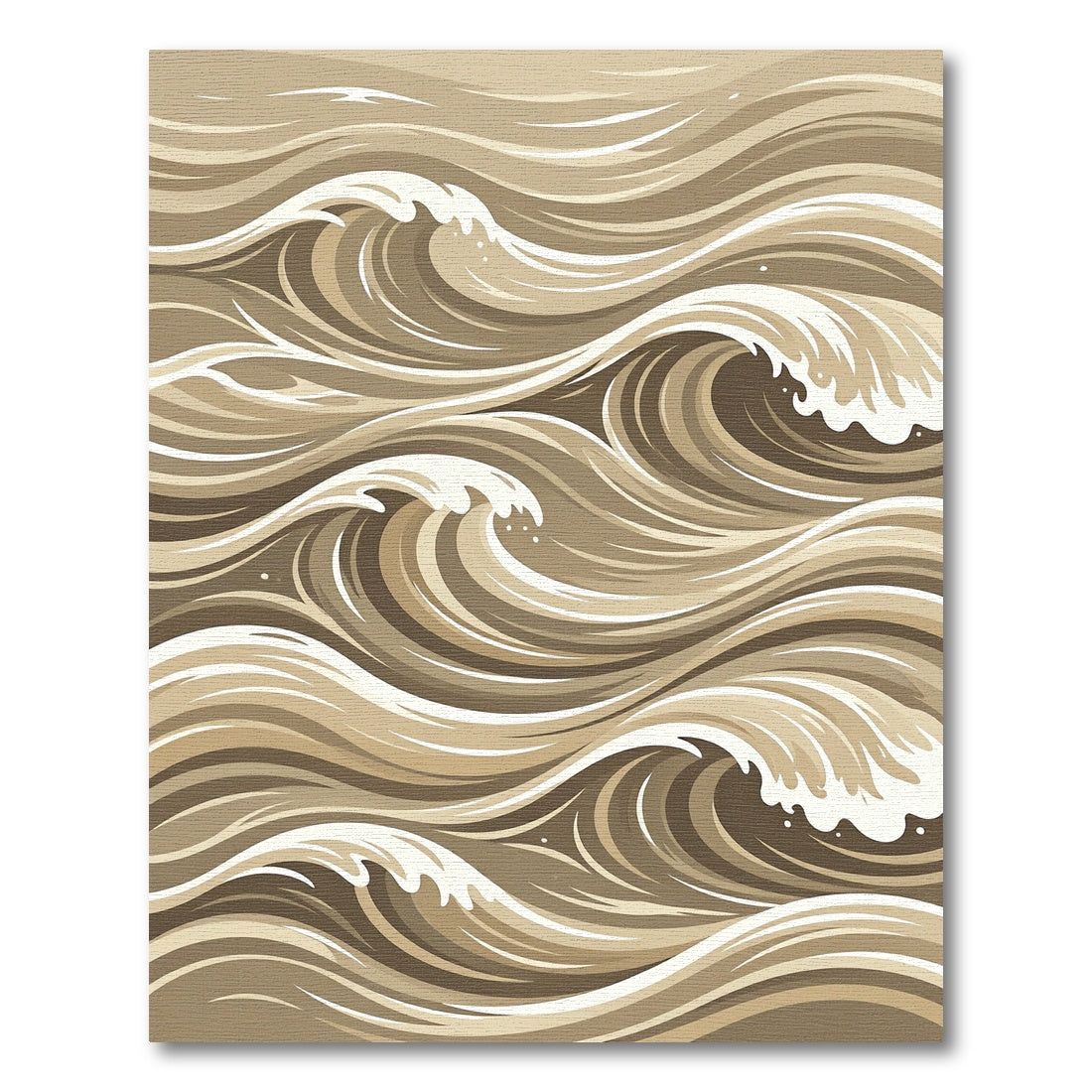 Abstract Tan Monochrome Flowing Wave Rug