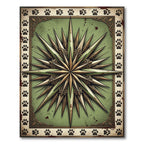 Vintage Sage Compass Star Paw Border Rug