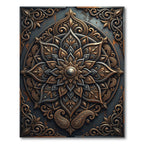 Antique Bronze Metallic Floral Medallion Rug