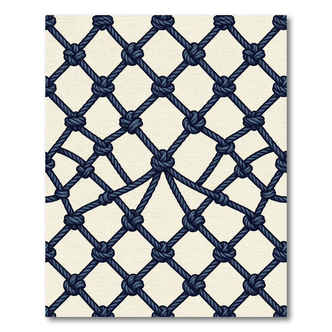 Dark Blue Rope Netting Composition Rug