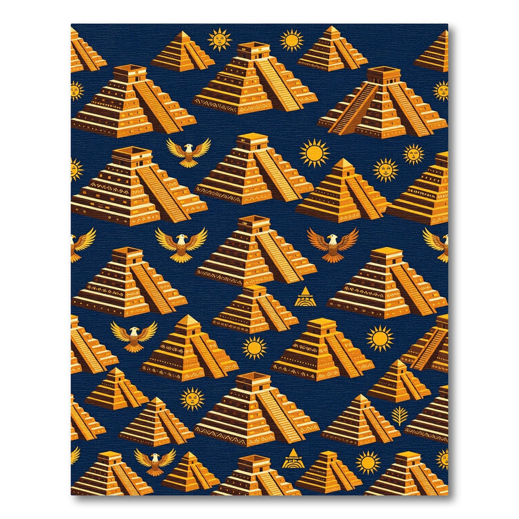 Golden Pyramid Eagle Sun Motif Rug