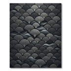 Greyscale Fan Wave Art Deco Rug