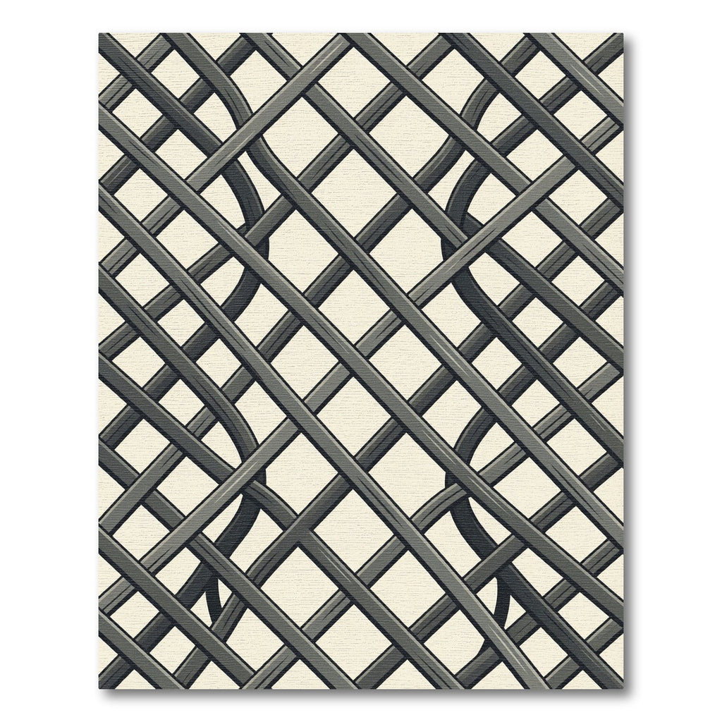 Dark Gray Interwoven Lattice Pattern Rug