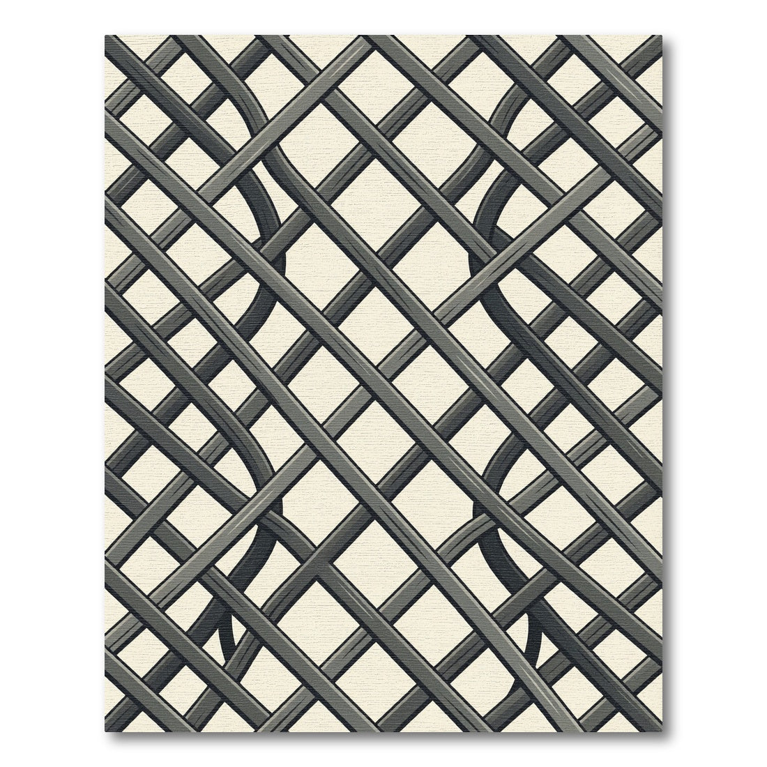 Dark Gray Interwoven Lattice Pattern Rug