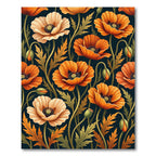 Orange Cream Poppy Botanical Tapestry Rug