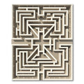 Ivory Labyrinth Arched Geometric Sculpture Rug