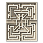 Ivory Labyrinth Arched Geometric Sculpture Rug