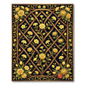 Golden Floral Lattice Trellis Art Rug