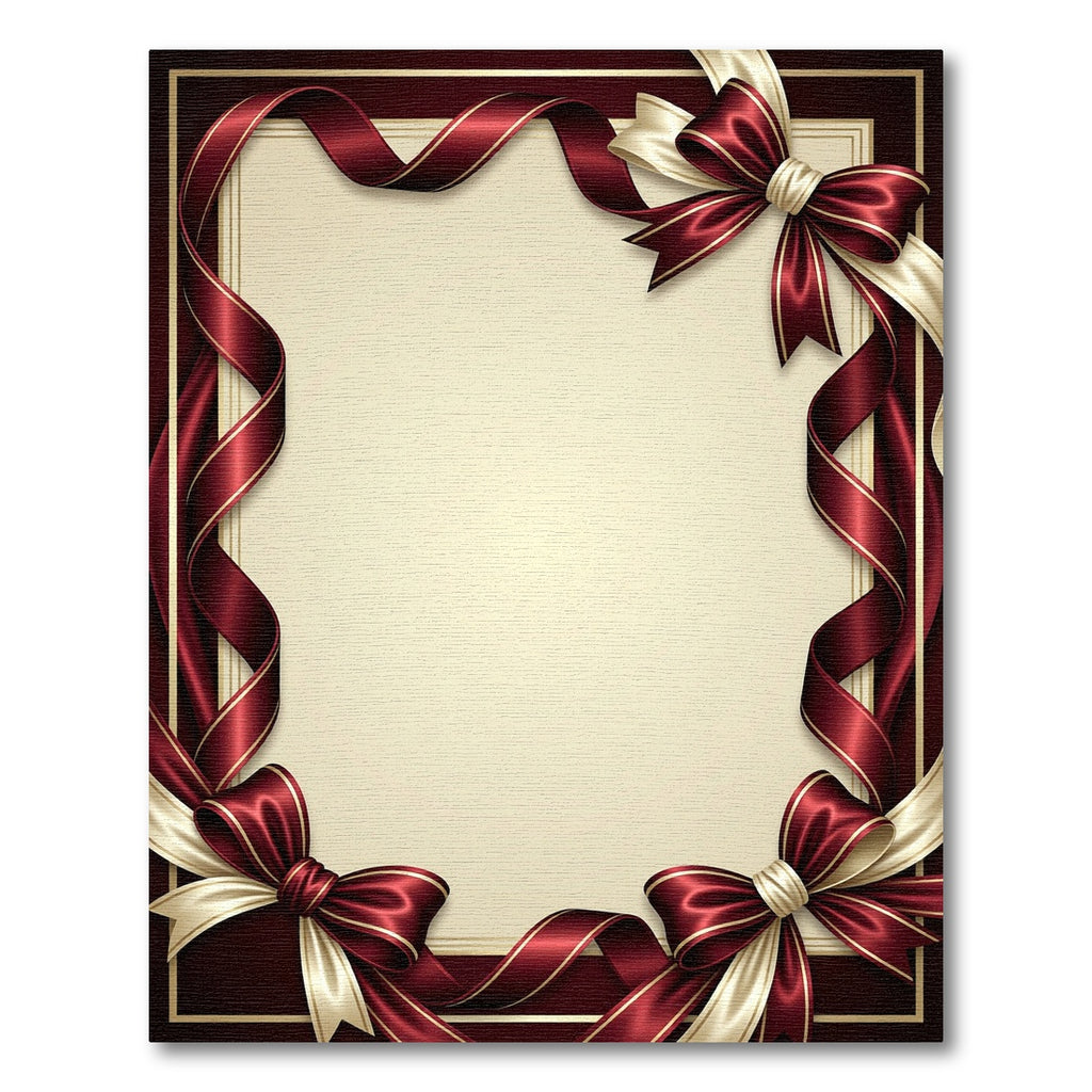 Elegant Burgundy Ribbon Border Frame Rug