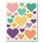 Colorful Retro Floating Hearts Rug