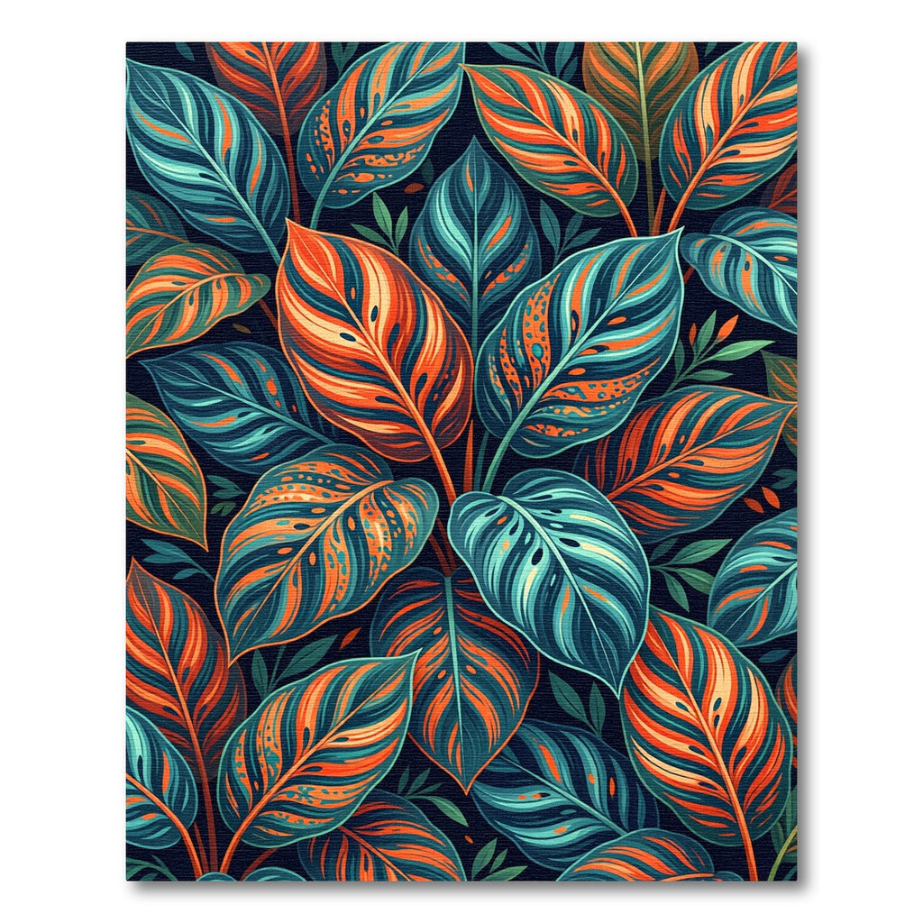 Vibrant Tropical Foliage Botanical Art Rug
