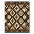 Earthy Brown Geometric Cross Diamond Rug