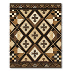 Earthy Brown Geometric Cross Diamond Rug