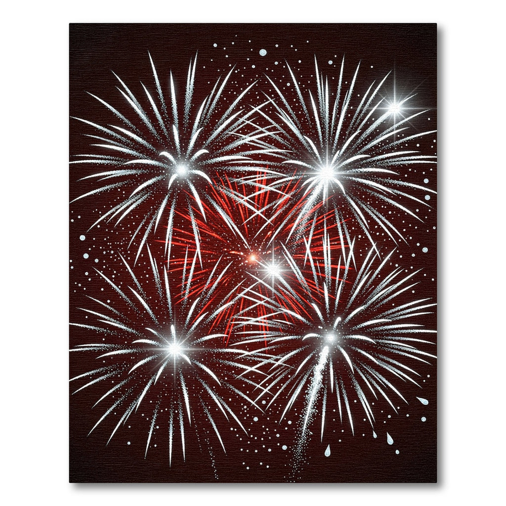 Red White Burst Celebration Fireworks Rug