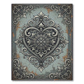 Ornate Damask Gray Heart Medallion Rug