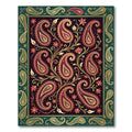 Deep Burgundy and Gold Paisley Art Rug