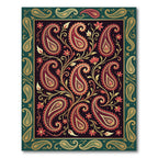 Deep Burgundy and Gold Paisley Art Rug