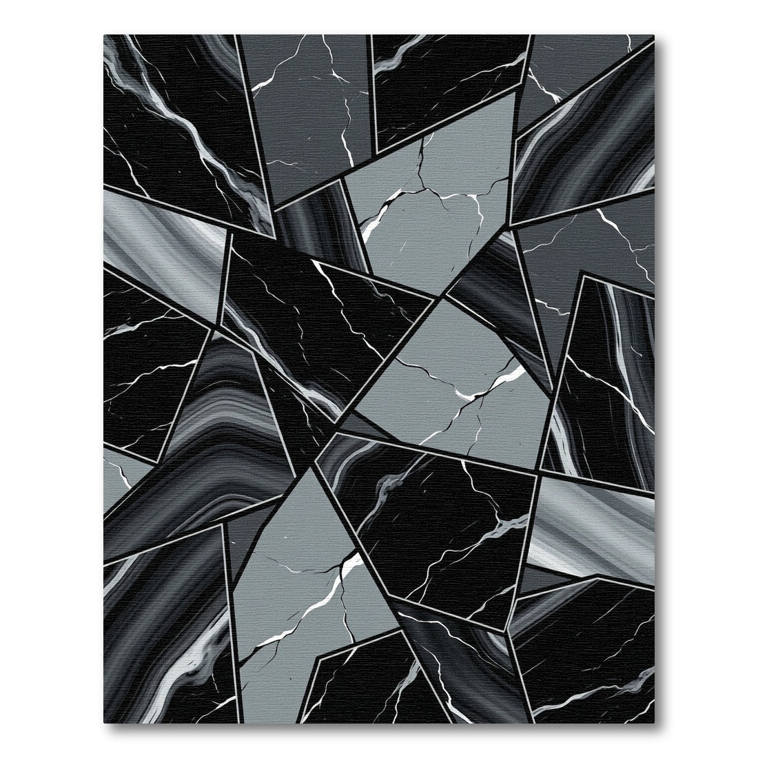 Abstract Black White Marble Mosaic Rug