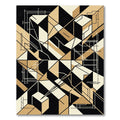 Black and Beige Abstract Geometric Architectural Rug
