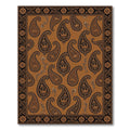 Rich Brown Paisley Floral Border Rug
