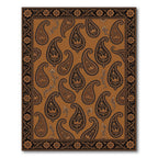 Rich Brown Paisley Floral Border Rug