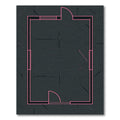 Dark Gray Pink Outline Interior Blueprint Rug