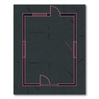 Dark Gray Pink Outline Interior Blueprint Rug
