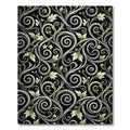 Black Green Swirl Floral Harmony Rug