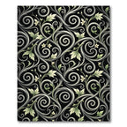 Black Green Swirl Floral Harmony Rug