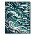 Swirling Teal and White Oceanic Waves Rug