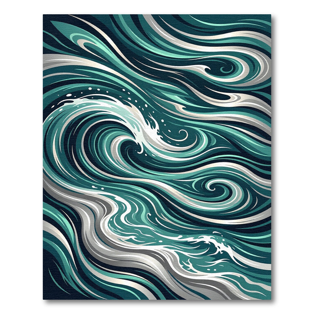 Swirling Teal and White Oceanic Waves Rug
