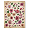 Pink Roses Purple Daisies Clover Collage Rug